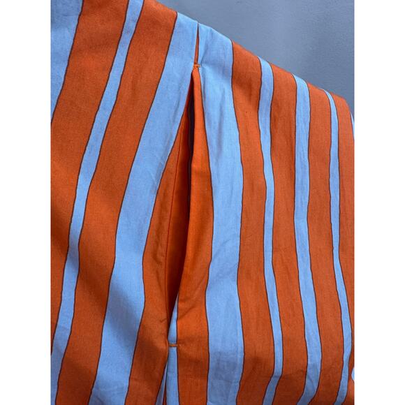 Marimekko x Uniqlo Orange Blue Kaftan Dress Striped V-Neck Size XS X-Small - Picture 6 of 7